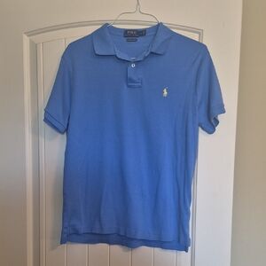 Polo Ralph Lauren Classic Blue Polo with Yellow Logo. Custom Slim Fit